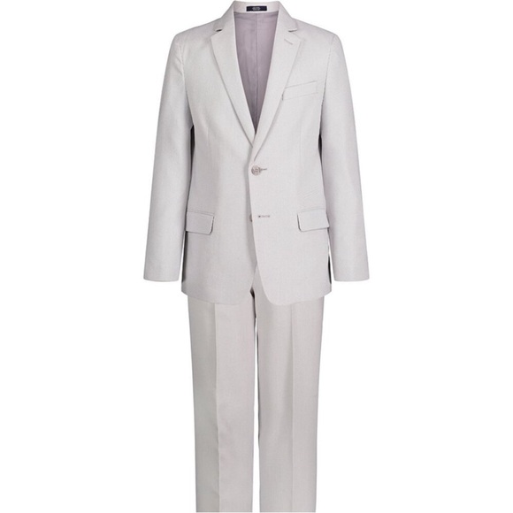 Nautica Big Boys Pindot 2 Piece Suit Set Light Grey, boy suit top and bottom 18 - Picture 1 of 12